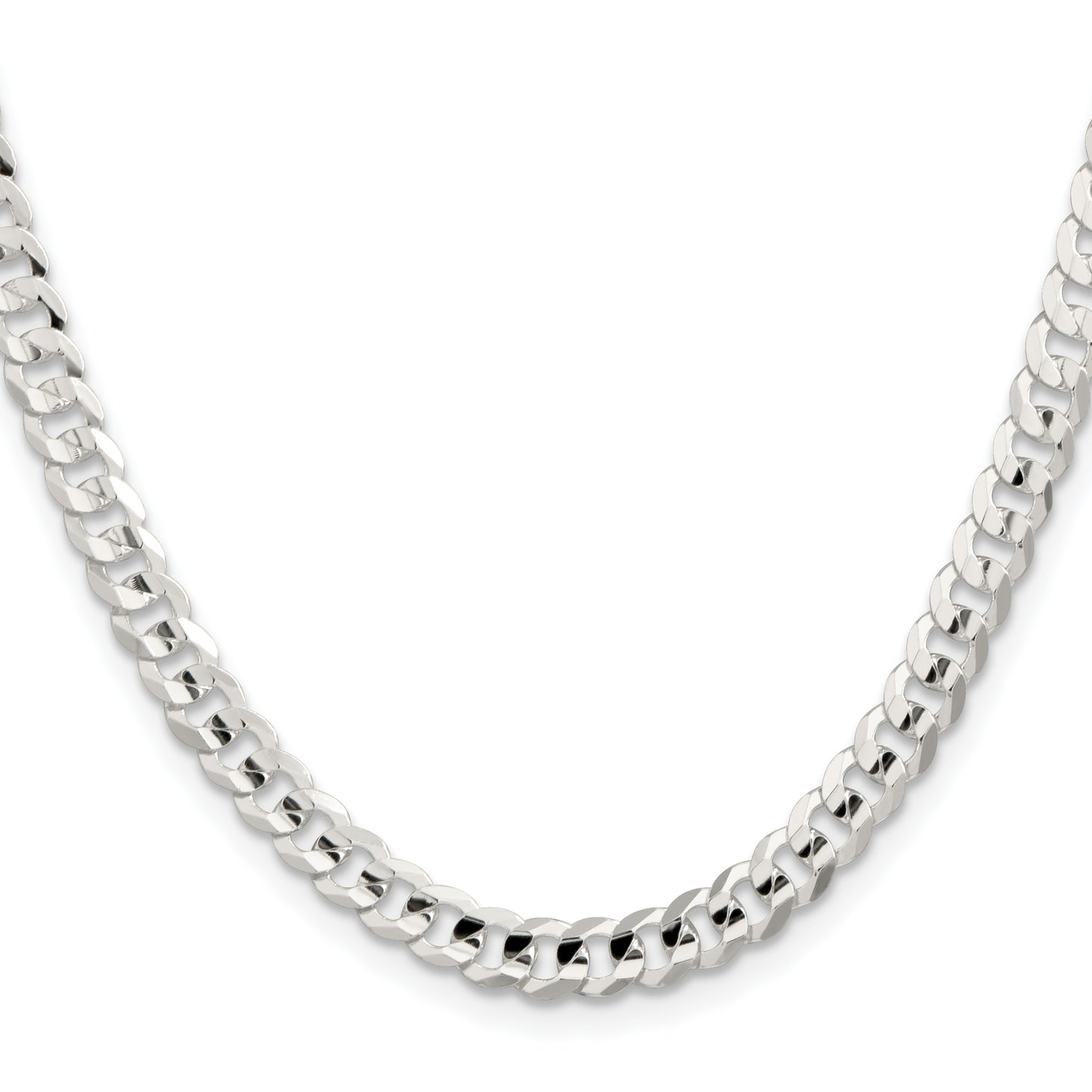 18 Inch Sterling Silver 5.65mm Concave Beveled Curb Chain