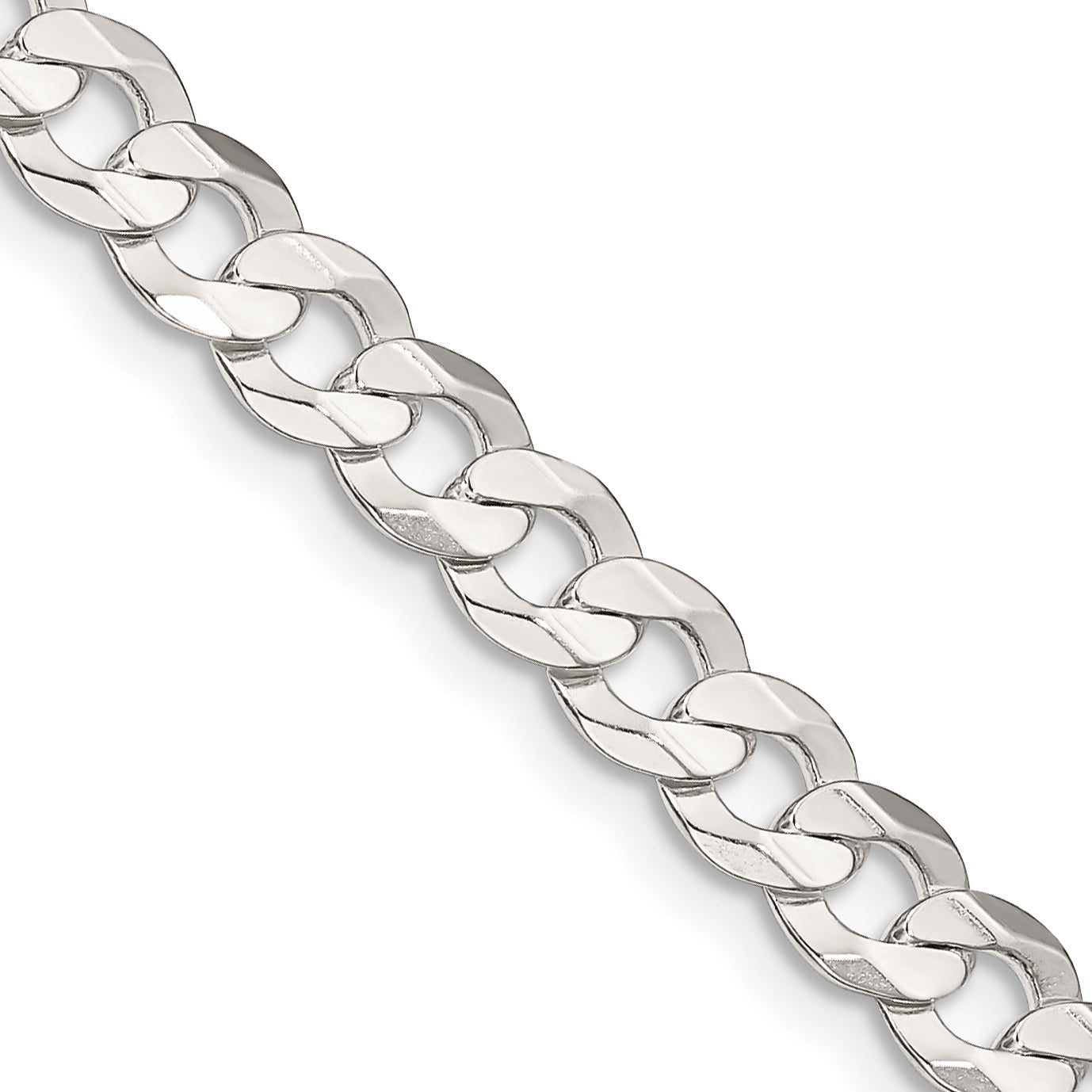 20 Inch Sterling Silver 5.65mm Concave Beveled Curb Chain