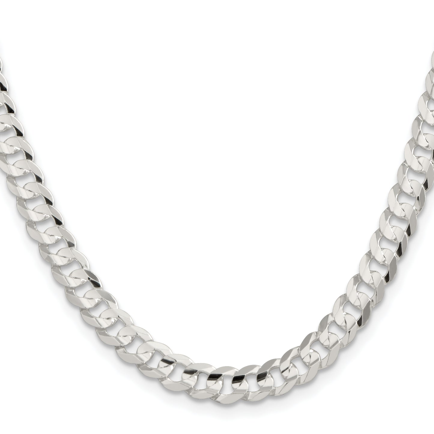 16 Inch Sterling Silver 6.75mm Concave Beveled Curb Chain