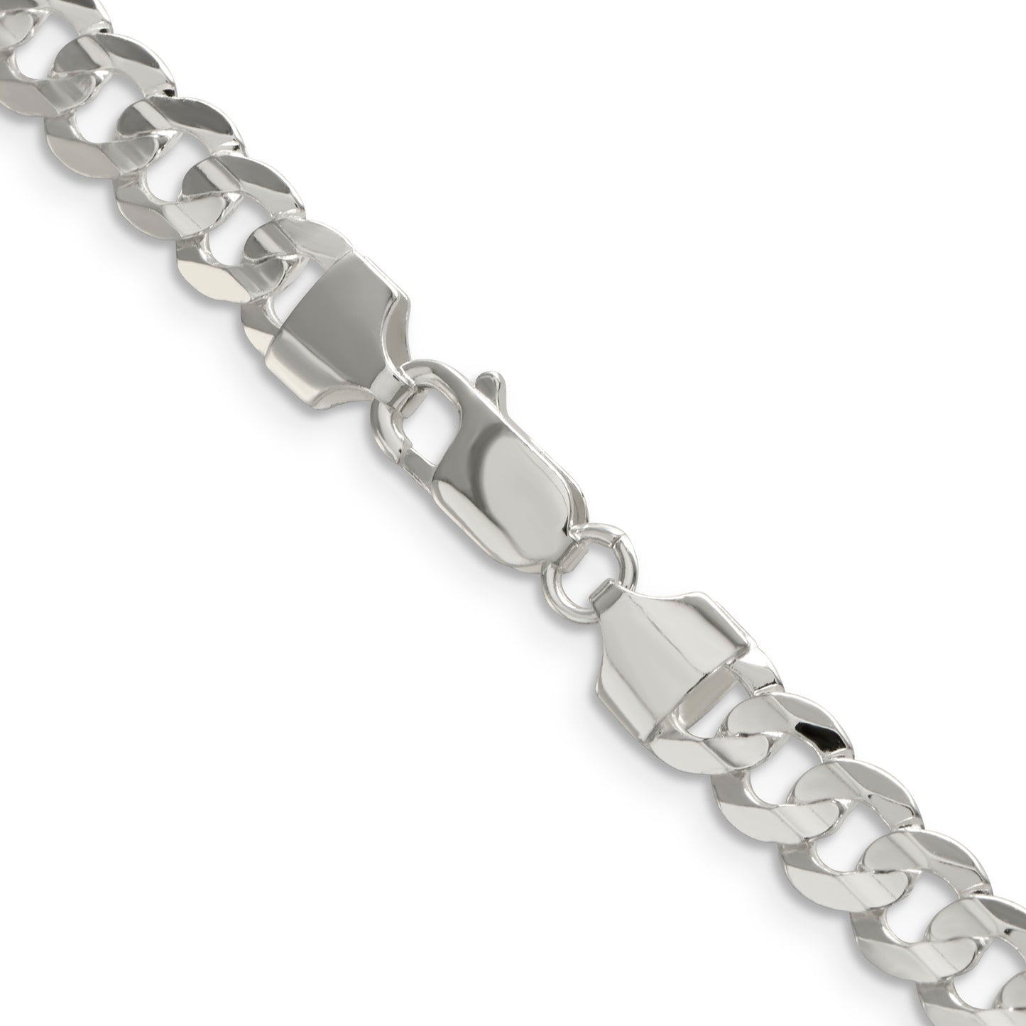 16 Inch Sterling Silver 6.75mm Concave Beveled Curb Chain