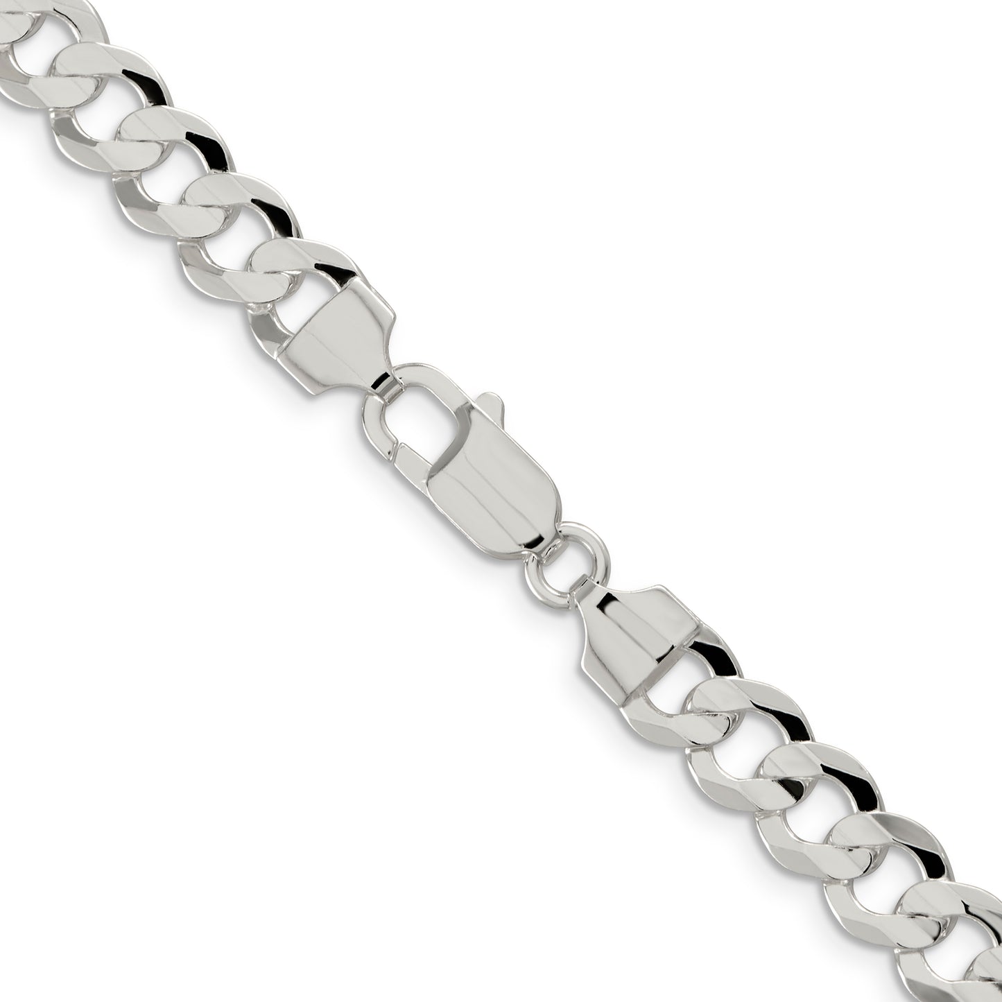 16 Inch Sterling Silver 7.8mm Concave Beveled Curb Chain