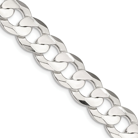 18 Inch Sterling Silver 11.9mm Concave Beveled Curb Chain