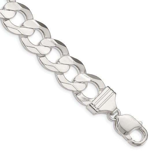 8 Inch Sterling Silver 14.0mm Concave Beveled Curb Chain