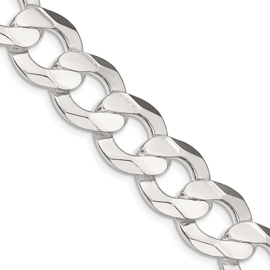 20 Inch Sterling Silver 14.0mm Concave Beveled Curb Chain