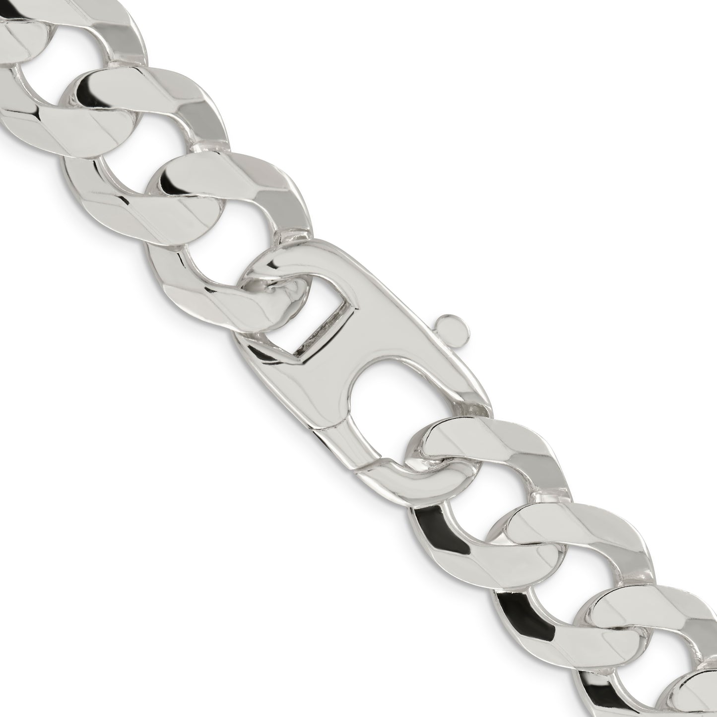 22 Inch Sterling Silver 15.75mm Concave Beveled Curb Chain