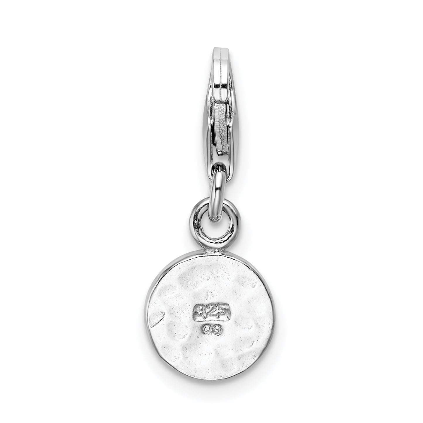 Sterling Silver Rh Hammered Awareness Ribbon Lobster Clasp Charm