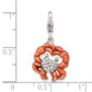 Sterling Silver Amore La Vita Rhodium-Plated Antiqued Enameled Crystal From Swarovski Heart Crab Charm With Fancy Lobster Clasp