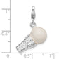 Sterling Silver Amore La Vita Rhodium-Plated Polished 3-D Enameled Ice Cream Cone Charm With Fancy Lobster Clasp