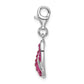 Sterling Silver Amore La Vita Rhodium-Plated Polished Stellux Crystal Pink Awareness Charm With Fancy Lobster Clasp