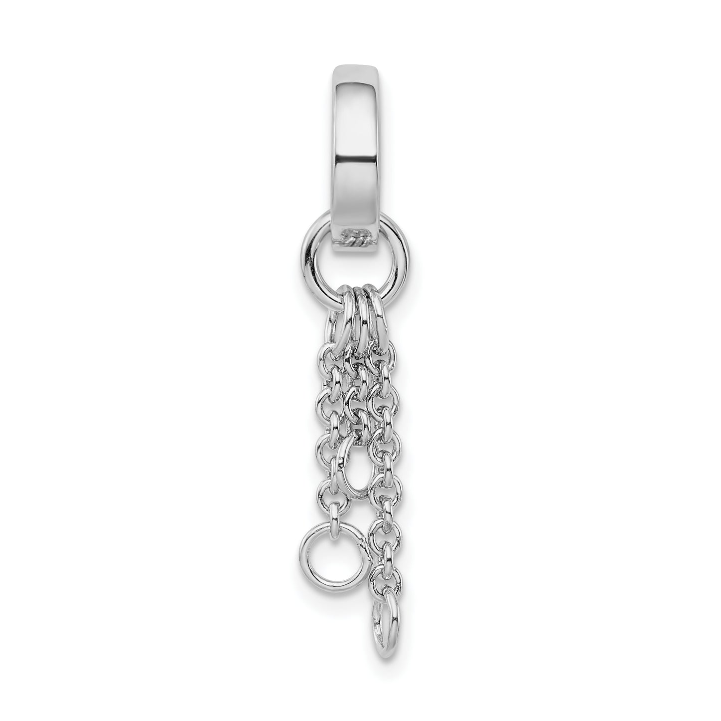 Sterling Silver Amore La Vita Rhodium-Plated Polished Circle With Cable Chain Dangles Charm Carrier Pendant