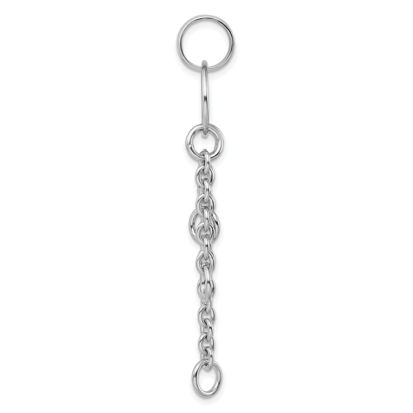 Sterling Silver Amore La Vita Rhodium-Plated Polished Circle With Cable Chain Dangles Charm Carrier Pendant