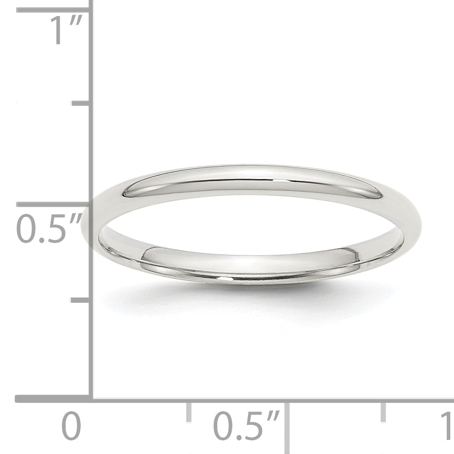 Sterling Silver 2mm Comfort Fit Size 10 Band