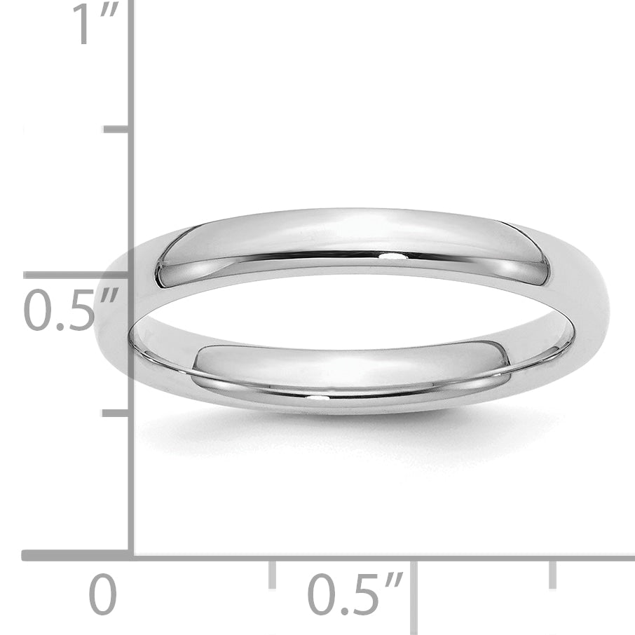 Sterling Silver Rhodium-Plated 3mm Comfort Fit Size 13 Band