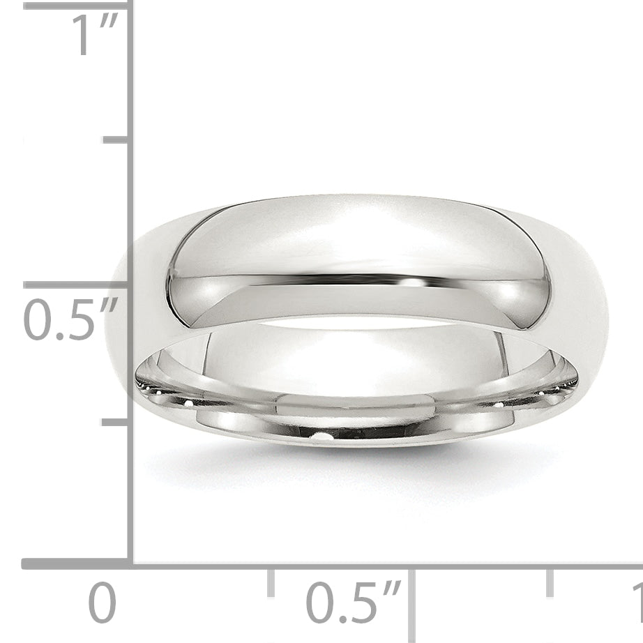 Sterling Silver 6mm Comfort Fit Size 10 Band