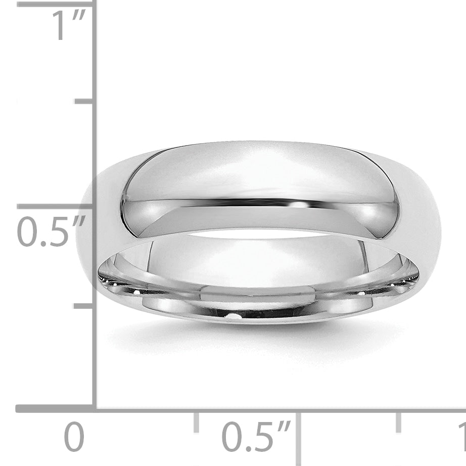 Sterling Silver Rhodium-Plated 6mm Comfort Fit Size 12.5 Band