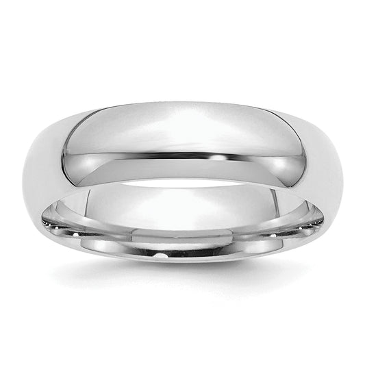 Sterling Silver Rhodium-Plated 6mm Comfort Fit Size 13 Band