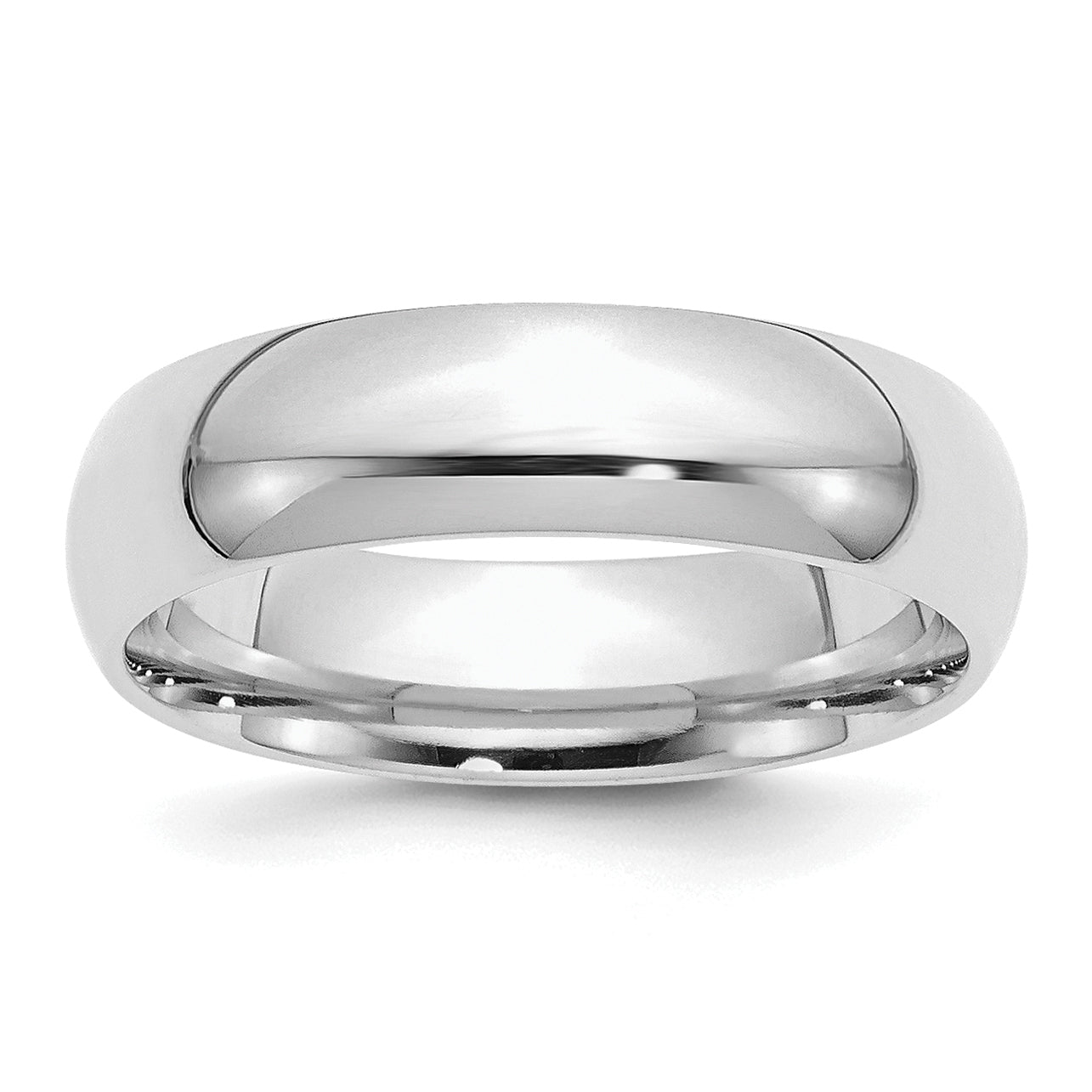 Sterling Silver Rhodium-Plated 6mm Comfort Fit Size 12.5 Band