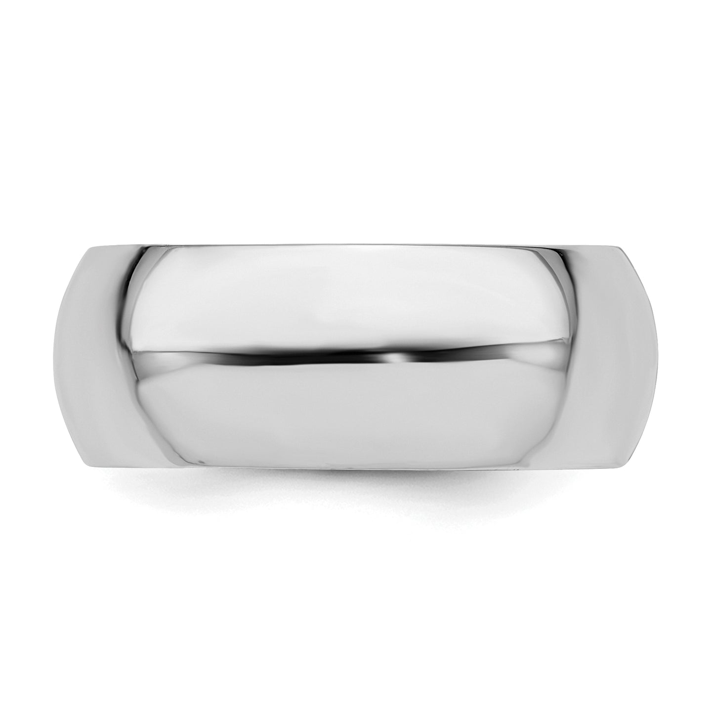 Sterling Silver Rhodium-Plated 8mm Comfort Fit Size 4 Band