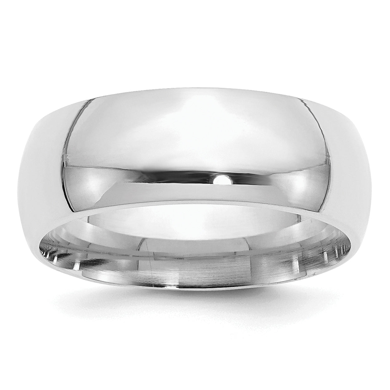 Sterling Silver Rhodium-Plated 8mm Comfort Fit Size 4 Band