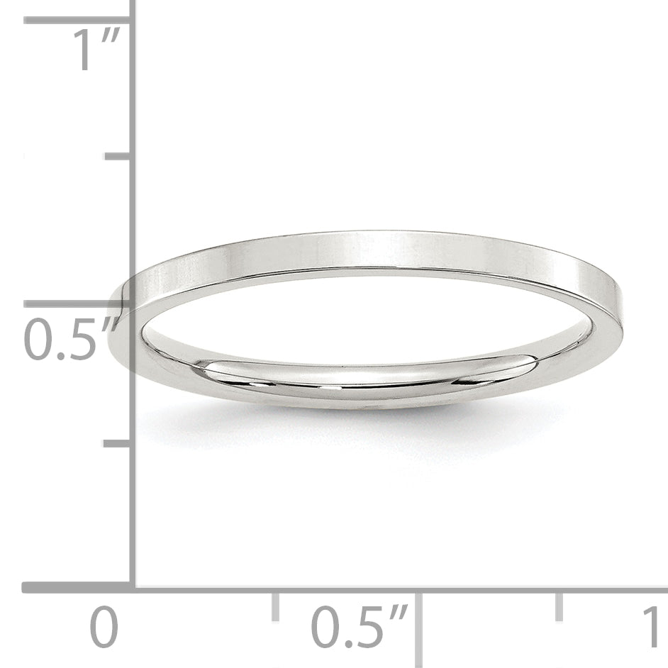 Sterling Silver 2mm Comfort Fit Flat Size 5 Band