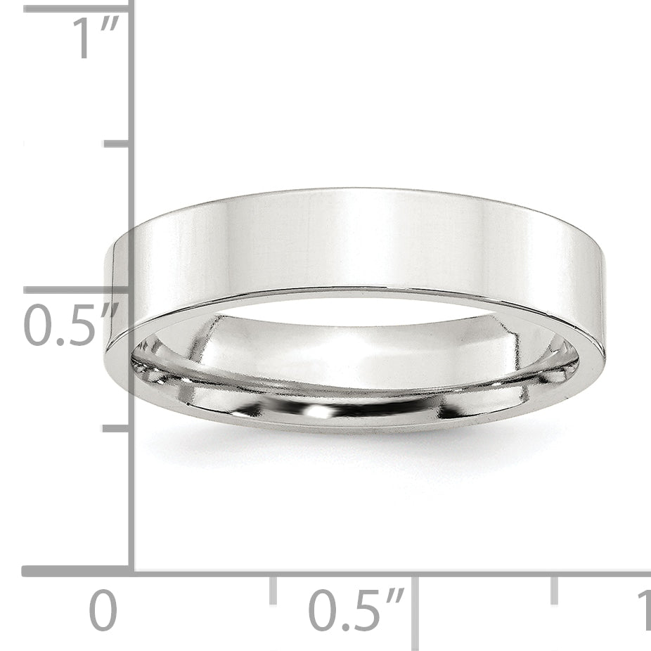 Sterling Silver 5mm Comfort Fit Flat Size 5 Band