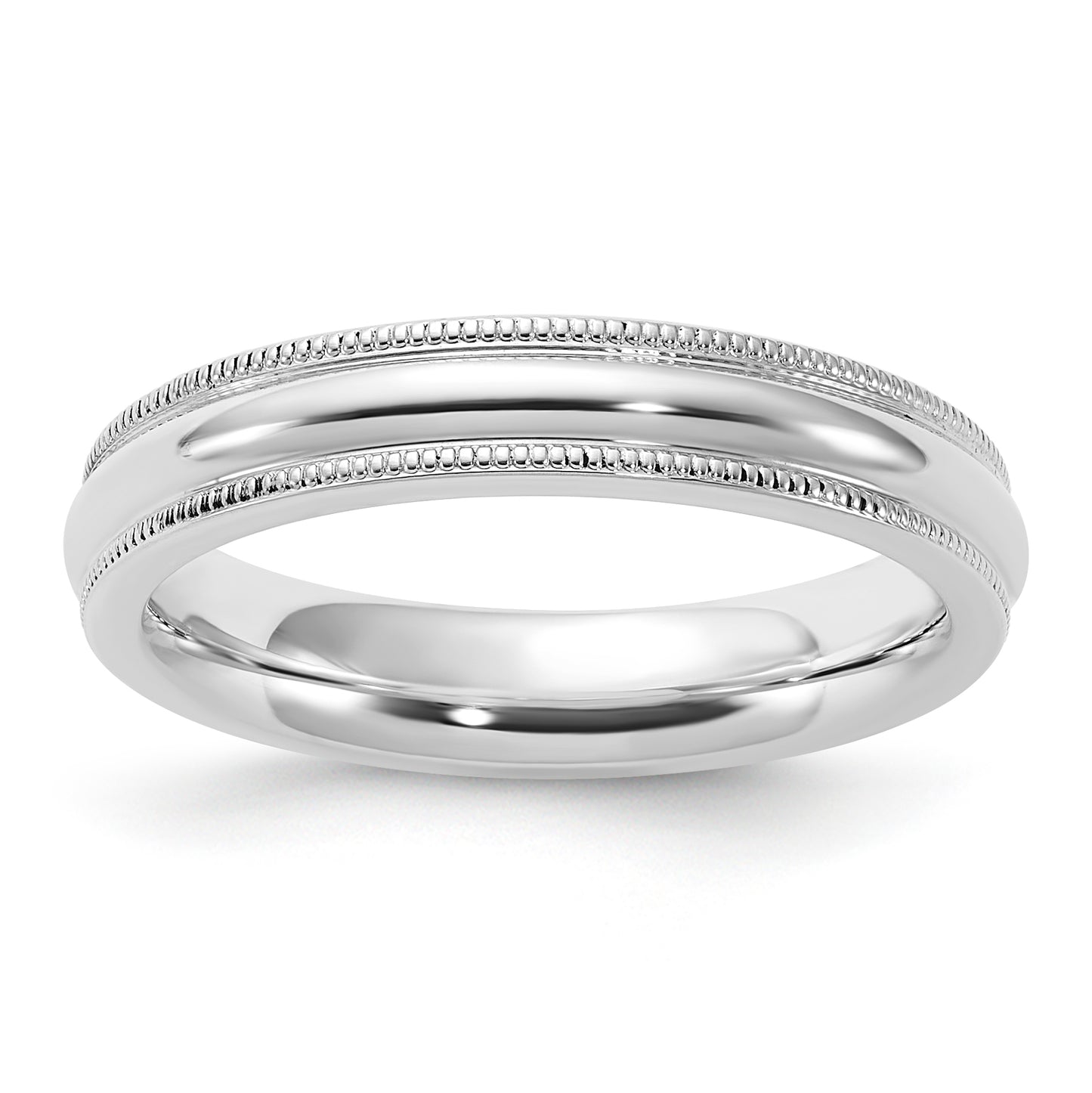 Sterling Silver 4mm Comfort Fit Half Round Milgrain Size 10.5 Band