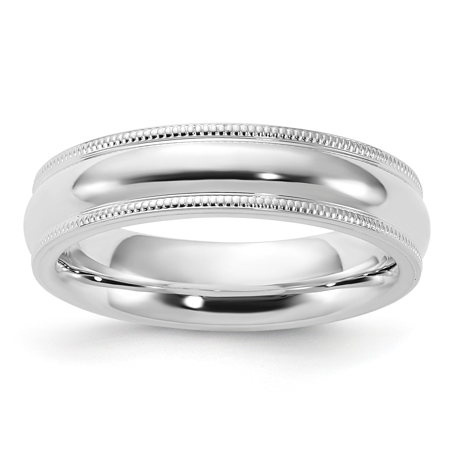 Sterling Silver 5mm Comfort Fit Half Round Milgrain Size 10 Band