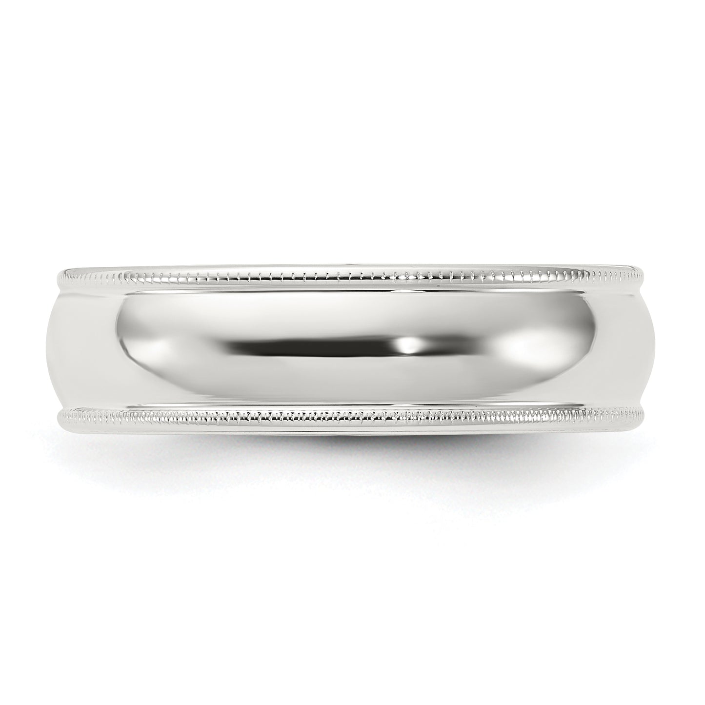 Sterling Silver Rhodium-Plated 6mm Comfort Fit Milgrain Size 4.5 Band