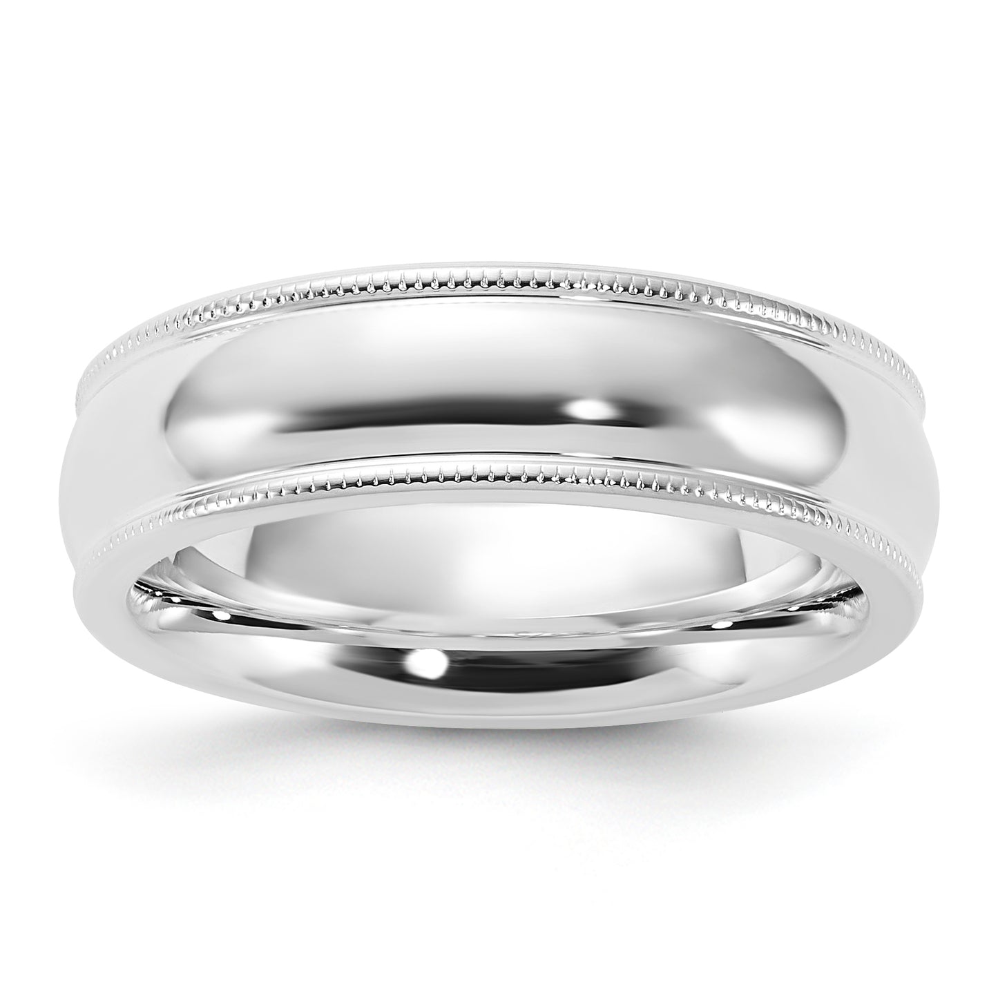 Sterling Silver 6mm Comfort Fit Half Round Milgrain Size 10 Band