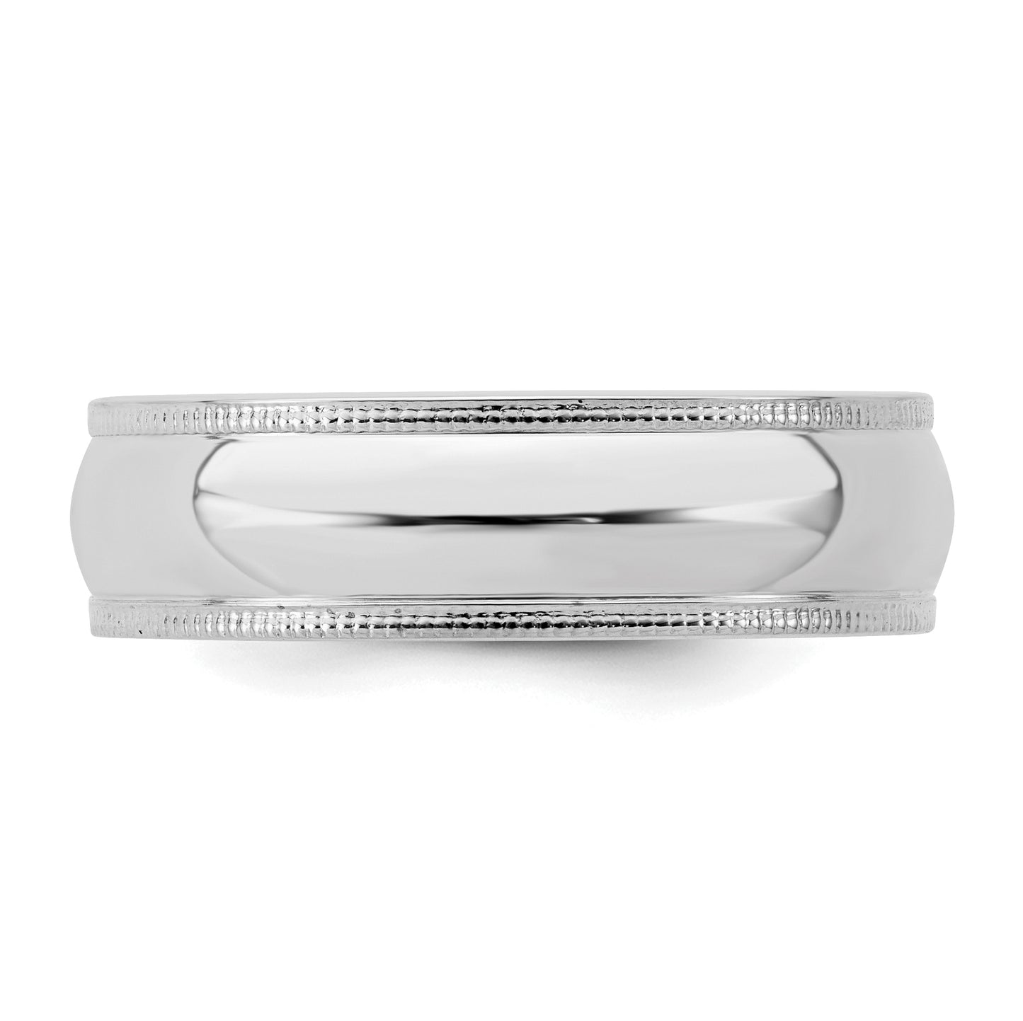 Sterling Silver Rhodium-Plated 6mm Comfort Fit Milgrain Size 13 Band