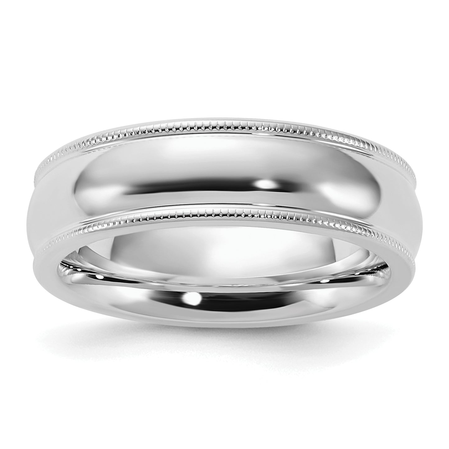 Sterling Silver Rhodium-Plated 6mm Comfort Fit Milgrain Size 13 Band