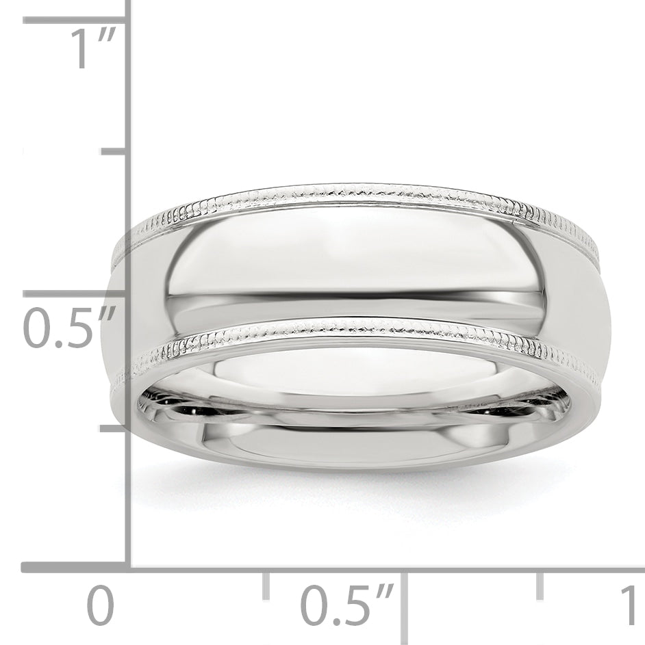 Sterling Silver 7mm Comfort Fit Half Round Milgrain Size 5 Band