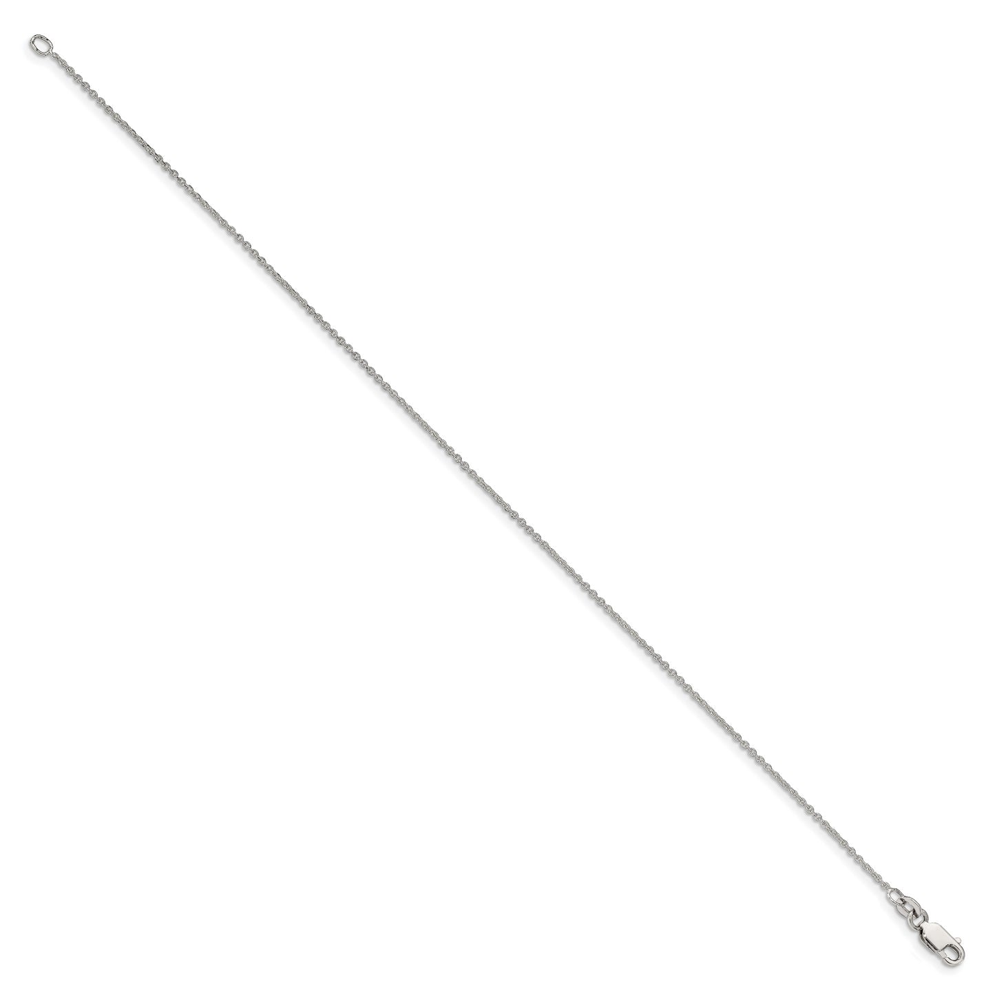 9 Inch Sterling Silver 1mm Cable Chain Anklet