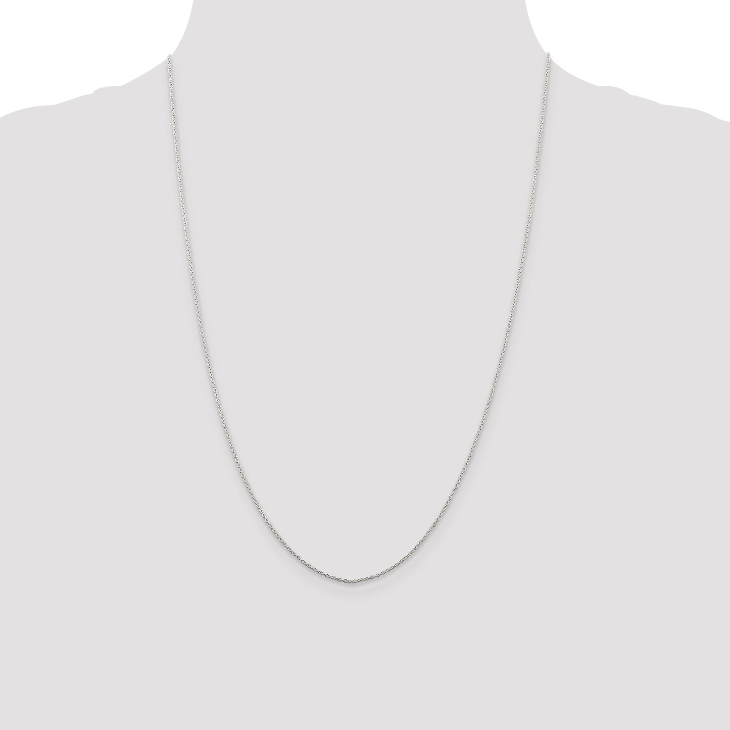 24 Inch Sterling Silver Rhodium-Plated 1mm Cable Chain