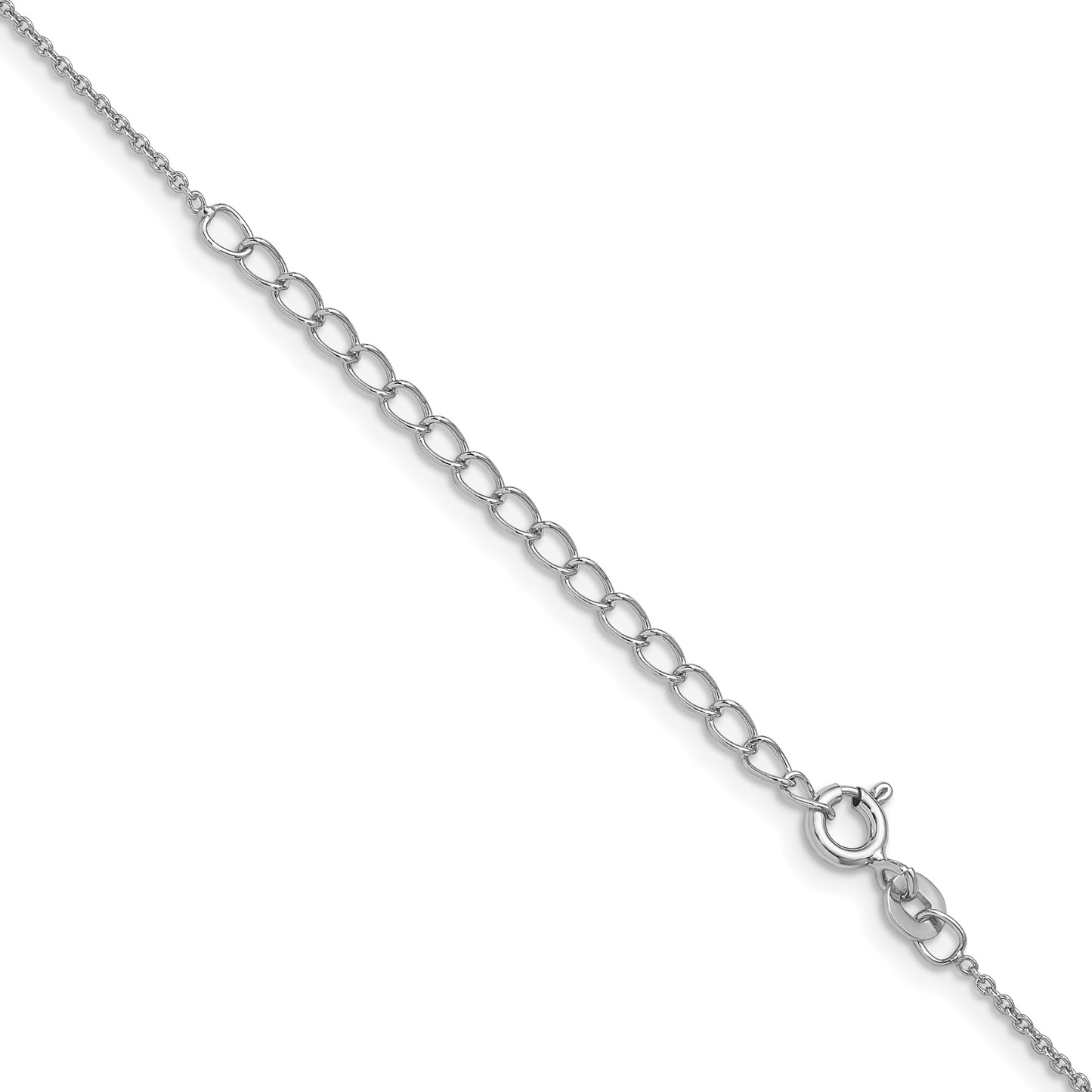 18 Inch Sterling Silver Rhodium-Plated 1mm Cable Chain W/2In Ext.