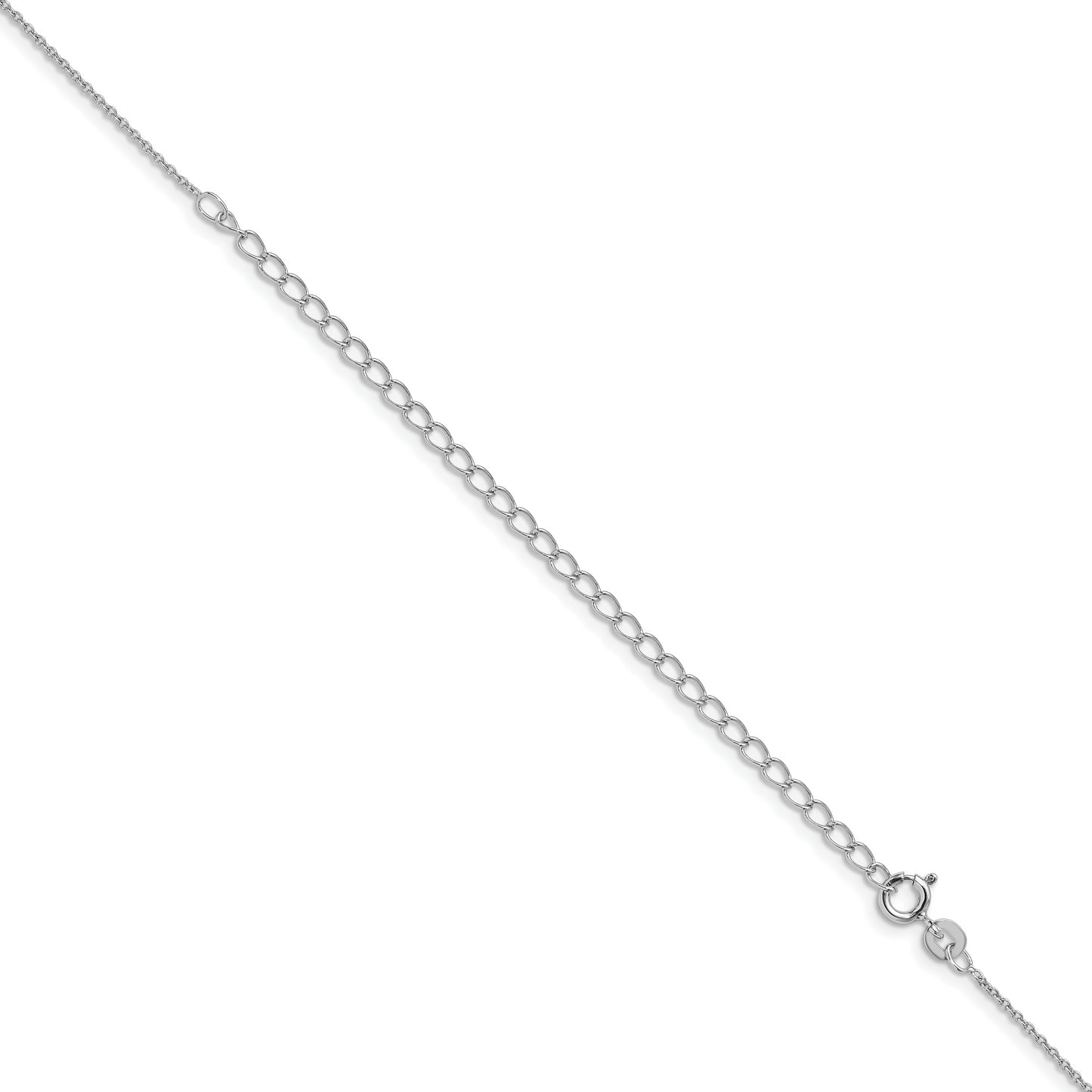 22 Inch Sterling Silver Rhodium-Plated 1mm Cable Chain W/4In Ext.