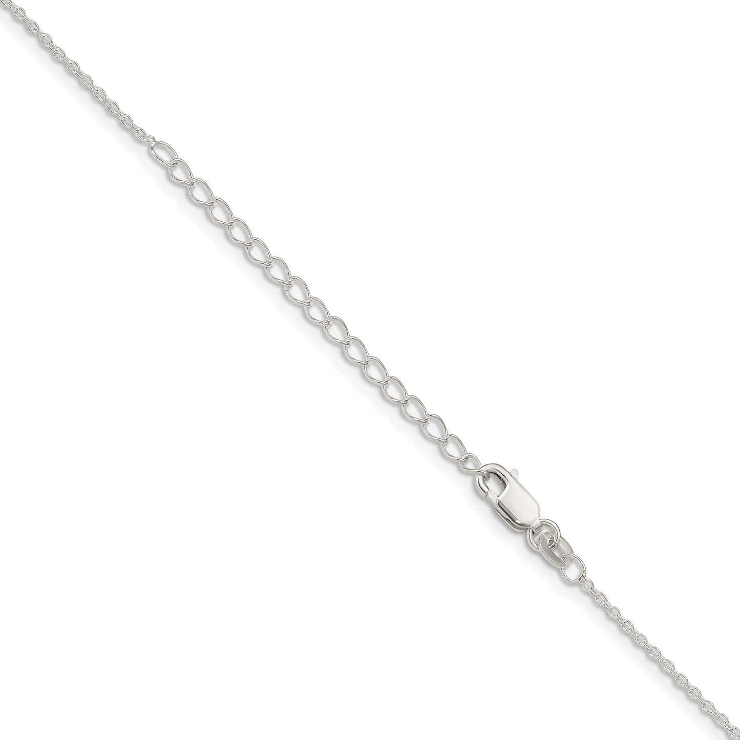 18 Inch Sterling Silver 1.25mm Cable Chain W/2In Ext.