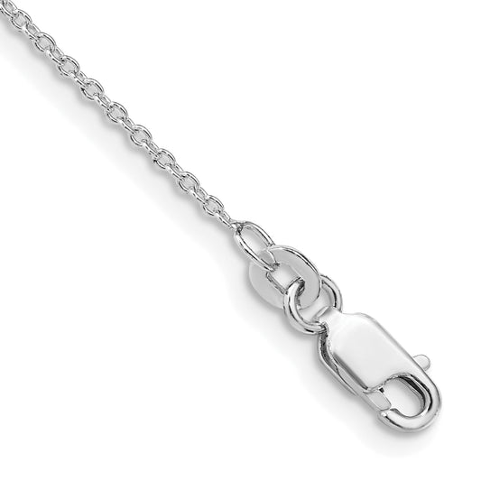 9 Inch Sterling Silver Rhodium-Plated 1.25mm Cable Chain