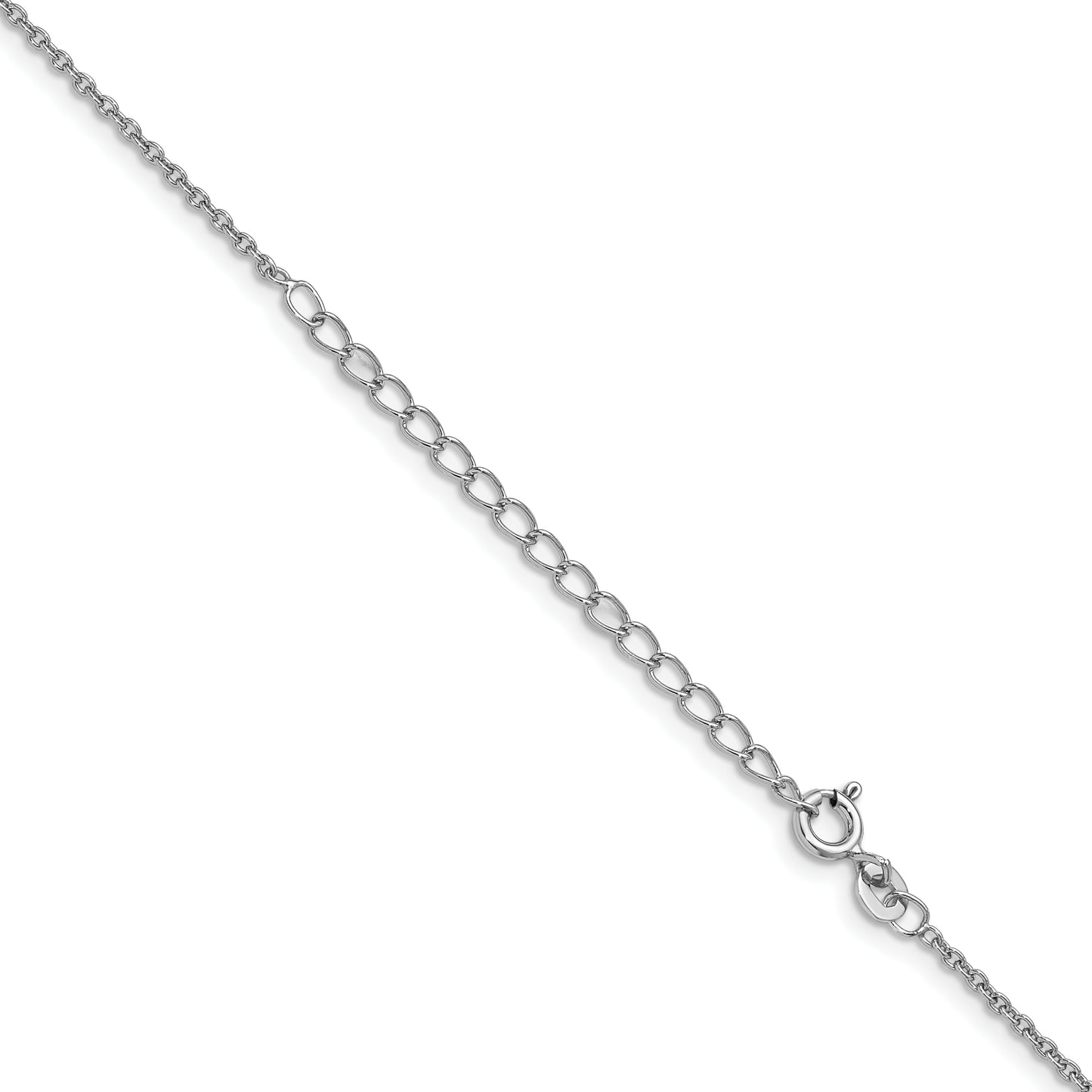 18 Inch Sterling Silver Rhodium-Plated 1.5mm Cable Chain W/2In Ext.