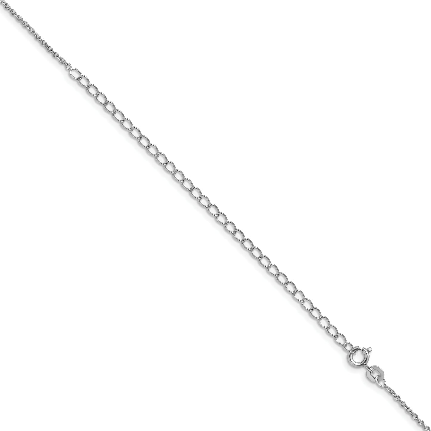 22 Inch Sterling Silver Rhodium-Plated 1.5mm Cable Chain W/4In Ext.