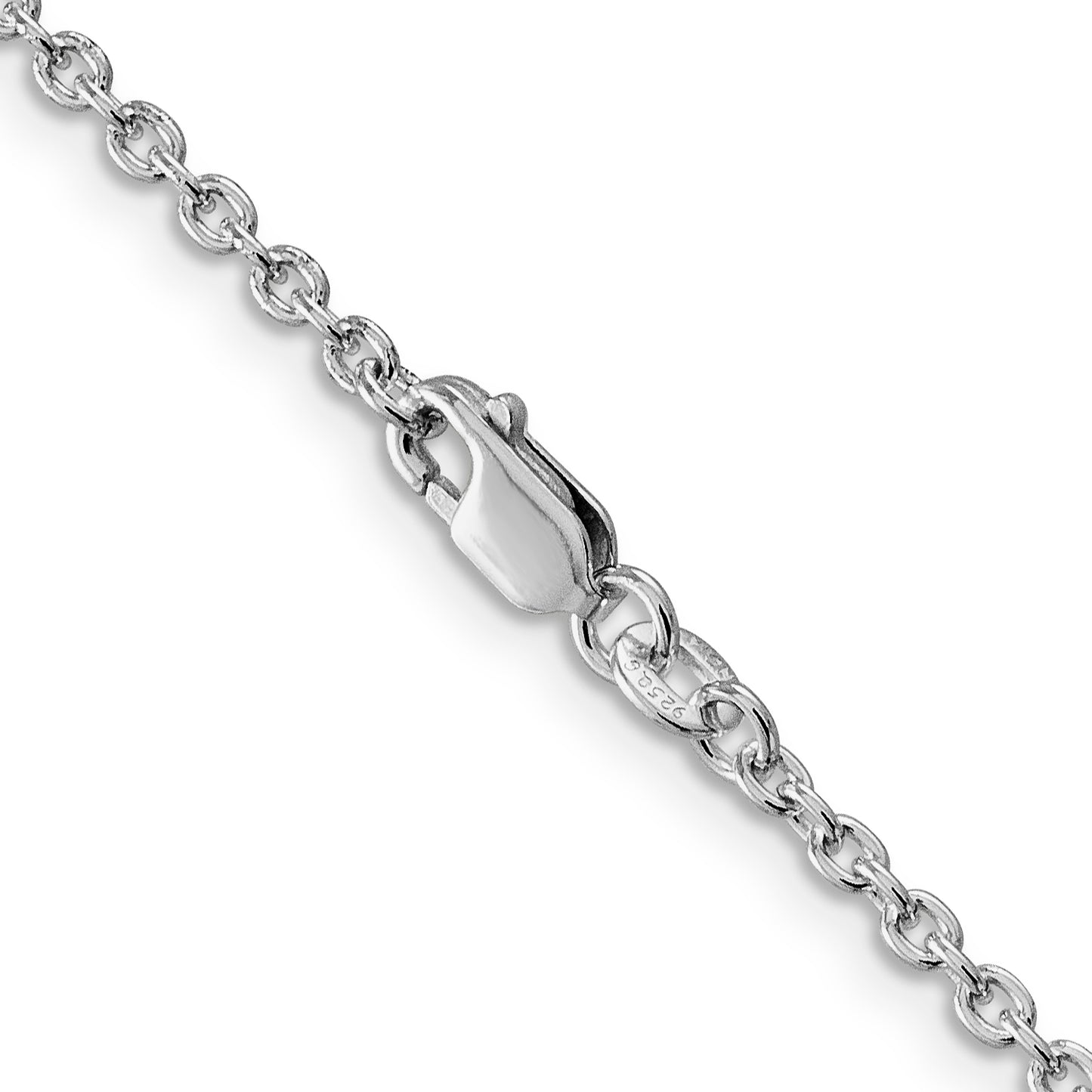 22 Inch Sterling Silver Rhodium-Plated 2.25mm Cable Chain