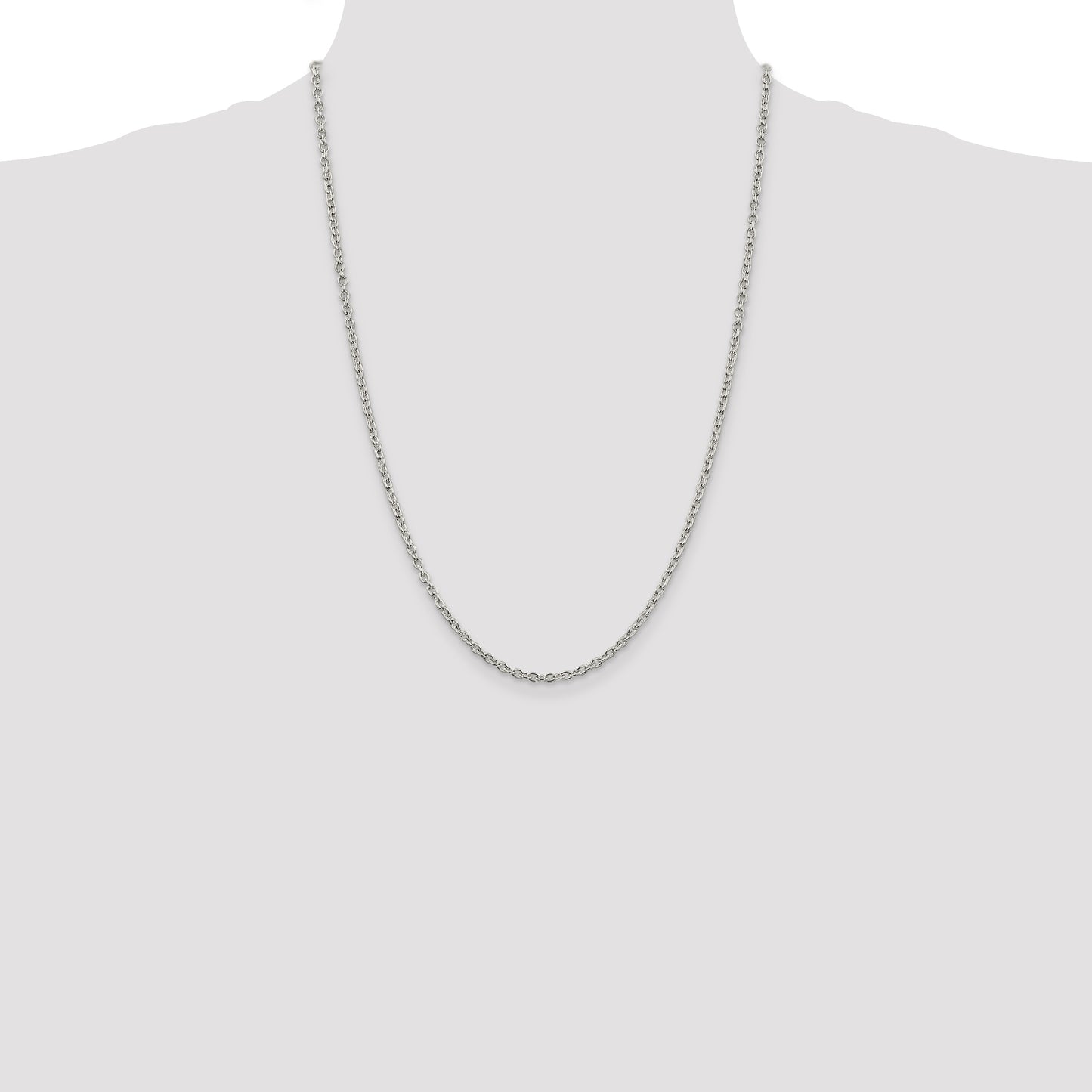 24 Inch Sterling Silver Rhodium-Plated 2.75mm Cable Chain