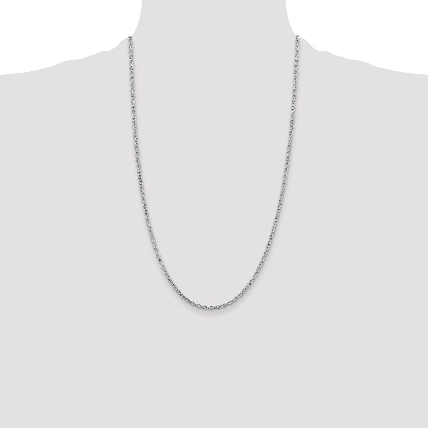 26 Inch Sterling Silver Rhodium-Plated 2.75mm Cable Chain