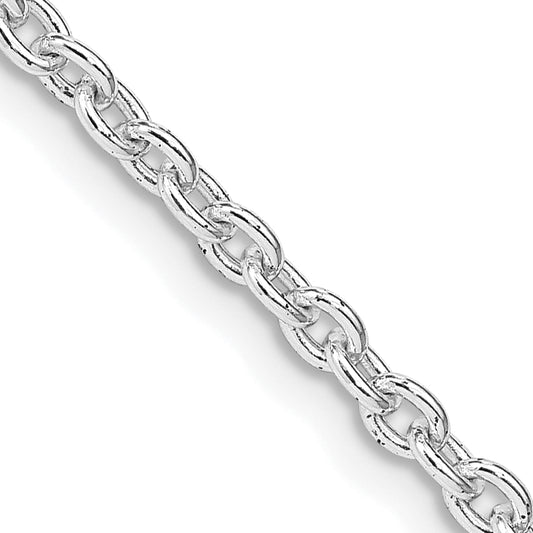 16 Inch Sterling Silver Rhodium-Plated 2.75mm Cable Chain