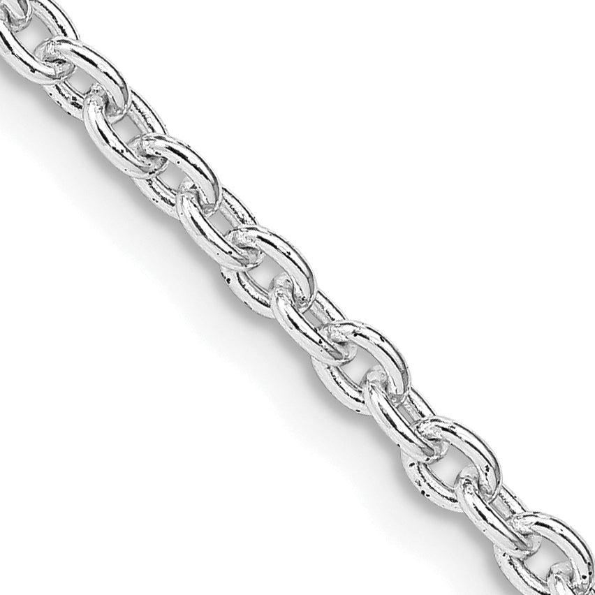 36 Inch Sterling Silver Rhodium-Plated 2.75mm Cable Chain