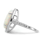 Sterling Silver Cheryl M Rhodium-Plated Cabochon Lab Created Opal And Brilliant-Cut Cz Oval Halo Ring