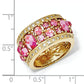 Sterling Silver Gold-Plated Synthetic Pink Sapphire & Cz Ring