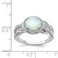 Sterling Silver Cheryl M Rhodium-Plated Cabochon Lab Created Opal And Brilliant-Cut Cz Woven Pattern Ring