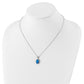 Sterling Silver Cheryl M Rhodium-Plated Cabochon Lab Created Blue Opal And Brilliant-Cut Cz Oval 18.5 Inch Necklace