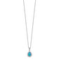 Sterling Silver Cheryl M Rhodium-Plated Cabochon Lab Created Blue Opal And Brilliant-Cut Cz Pear 18 Inch Necklace